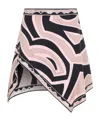Pucci Wrap-effect Printed Silk-twill Mini Skirt In Black