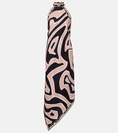 Pucci Labirinto Halterneck Silk Twill Midi Dress In Multi
