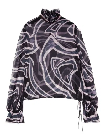 PUCCI LABIRINTO PRINT BALLOON-SLEEVES BLOUSE