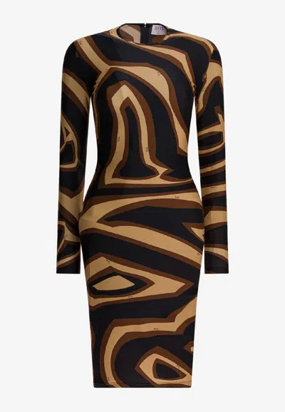Pucci Labirinto Print Dress In Brown