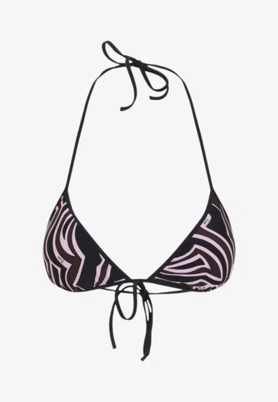 Pucci Labirinto Print Halterneck Bikini Top In Black