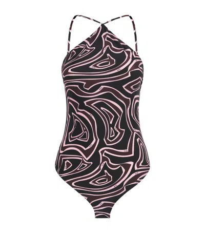 Pucci Labirinto Print Halterneck Swimsuit In Black