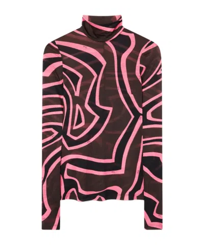 Pucci Labirinto Print High-neck Jersey Top In Brown