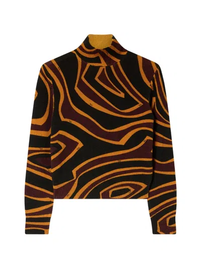 Pucci Labirinto Print High-neck Wool Sweater In Multi