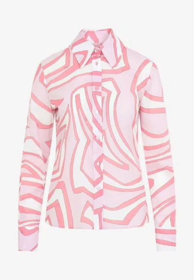Pucci Labirinto Print Long-sleeved Shirt In Pink