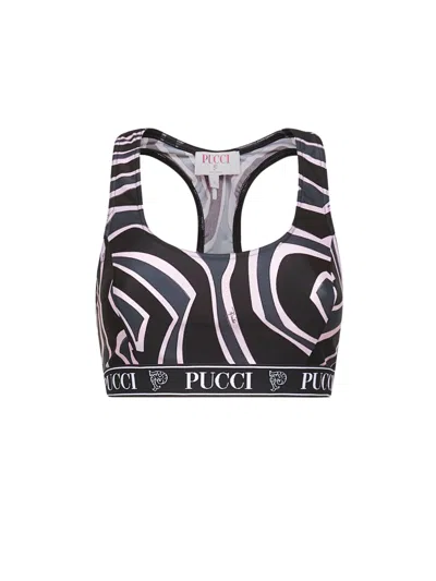 Pucci Labirinto Print Lycra Sports Top In Black