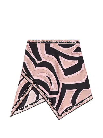 Pucci Wrap-effect Printed Silk-twill Mini Skirt In Pink