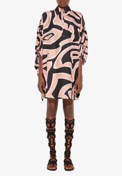 Pucci Labirinto Print Silk Shirt Kaftan Dress In Multi