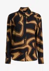 Pucci Labirinto Print Silk Twill Shirt In Brown