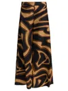 Pucci Labirinto Print Silk Wide Pants Trousers Black In Brown