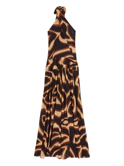 Pucci Labirinto Print Sleeveless Dress In Brown