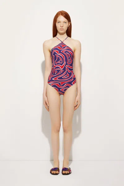 Pucci Labirinto Print Swimsuit Multicolour In Purple