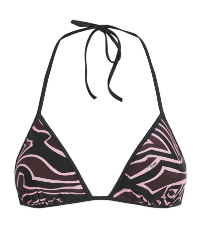 Pucci Labirinto Print Triangle Bikini Top In Brown
