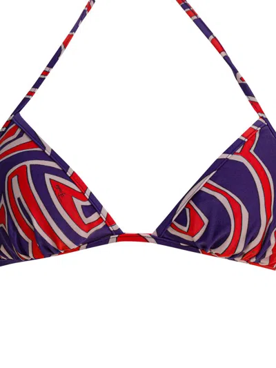 Pucci Labirinto Print Triangle Bikini Top In Purple