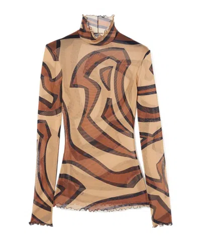 Pucci Labirinto Print Tulle Top In Multi