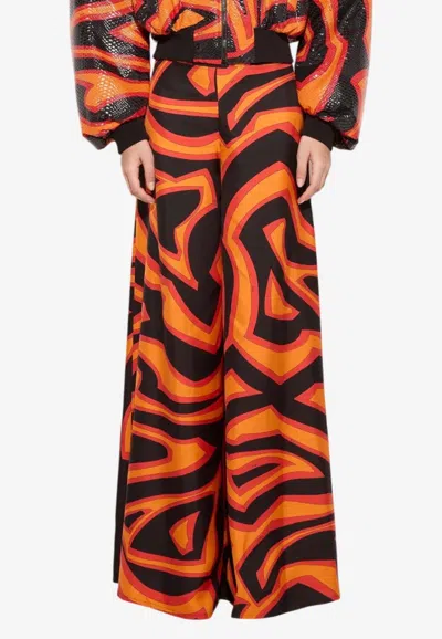Pucci Labirinto Print Wide-leg Silk Palazzo Pants In Multi