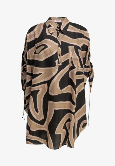 Pucci Labirinto Short Kaftan Dress In Brown