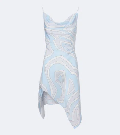 Pucci Labirinto Silk Crêpe De Chine Minidress In Blue
