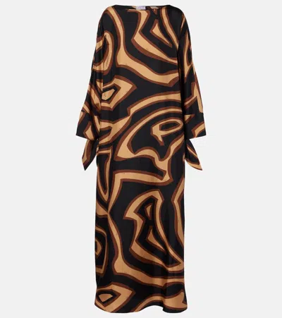 Pucci Labirinto Silk Satin Kaftan In Brown