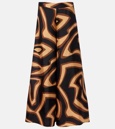 Pucci Labirinto Silk Satin Wide-leg Pants In Black