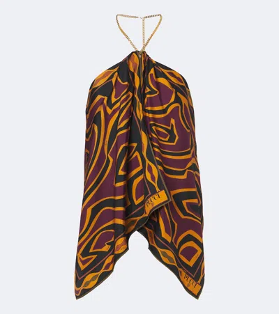 Pucci Labirinto Silk Twill Halterneck Top In Multicoloured