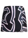 Pucci High Waist Abstract Pattern Mini Skirt In Black