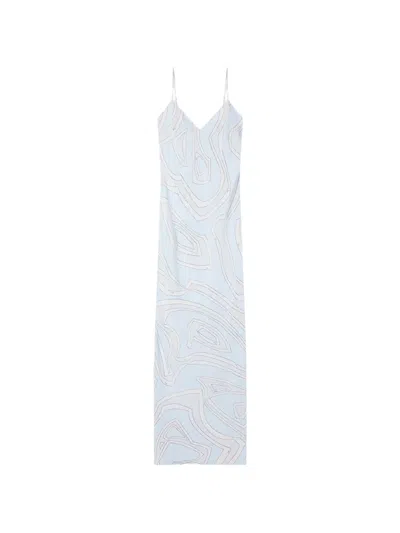 Pucci Printed Silk Crepe De Chine Maxi Dress In Blue
