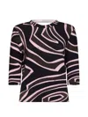 Pucci Khaki And Pink Labirinto-print Wool Knit Cut-out Top In Brown