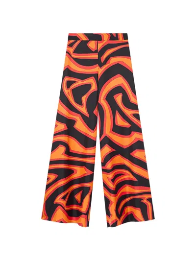 Pucci Labirinto-print Silk Palazzo Pants In Orange