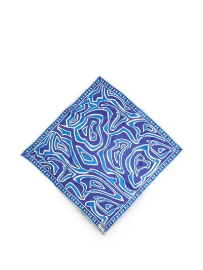 Pucci Labirinto-print Silk Scarf In Blue