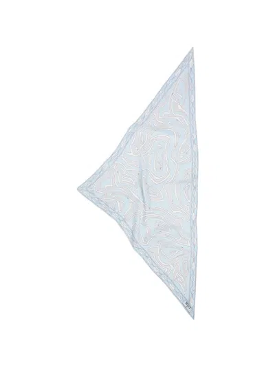 Pucci Labirinto-print Silk Triangle Scarf In Blue