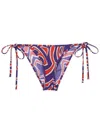 Pucci Printed Side-tie Bikini Bottoms In Blue