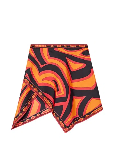 Pucci Labirinto Print Silk Scarf Skirt In Brown