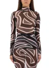 Pucci Abstract Pattern Silk Shirt With Long Sleeves In Brown