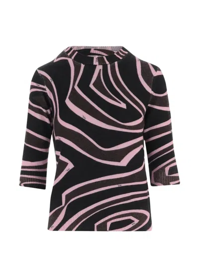 Pucci Labyrinth-print Cut-out Sweater In Black