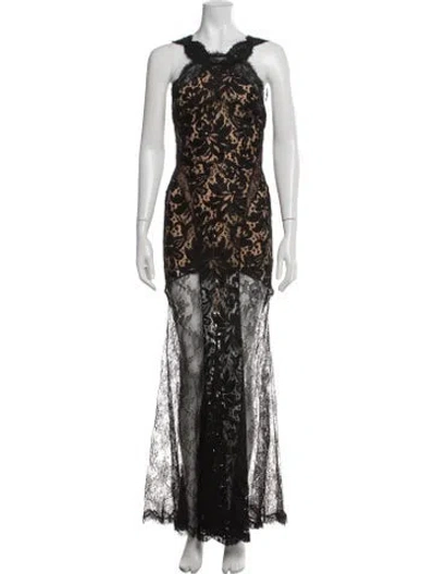Pre-owned Pucci Lace Long Dress In Black