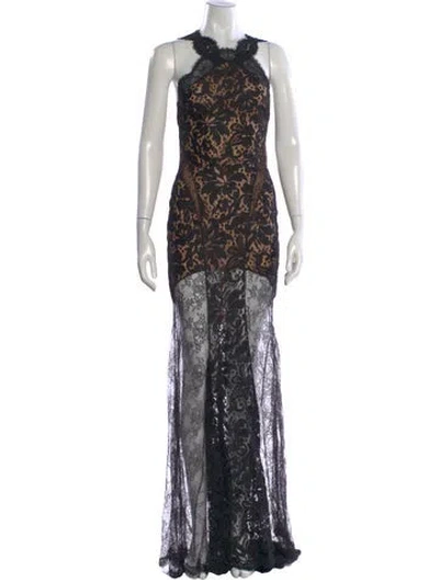 Pre-owned Pucci Lace Pattern Long Dress In Black