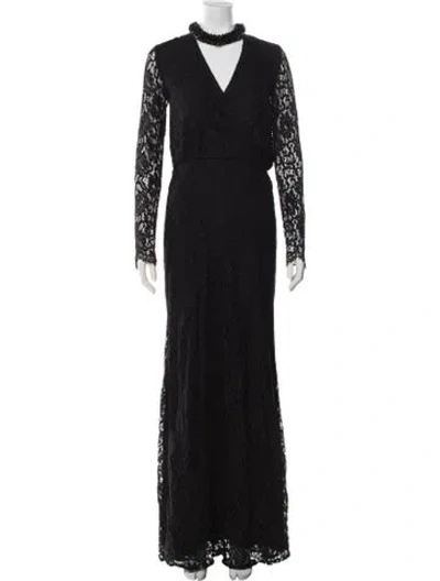 Pre-owned Pucci Lace Pattern Long Dress In Black