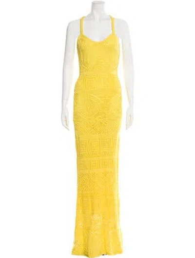 Pre-owned Pucci Lace Pattern Long Dress W/ Tags In Yellow