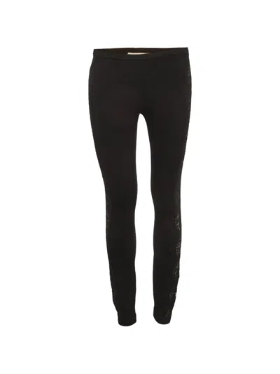 Pre-owned Pucci Lace-trim Slim-fit Trousers In Black