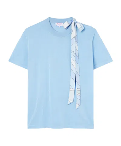 Pucci Lace-up Detail T-shirt In Blue