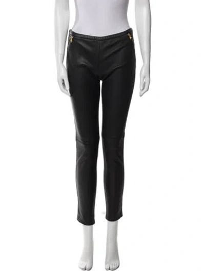 Pre-owned Pucci Lamb Leather Skinny Leg Pants In Black