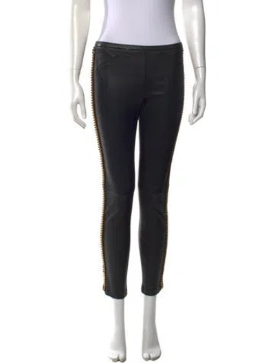 Pre-owned Pucci Lambskin Skinny Leg Pants In Black