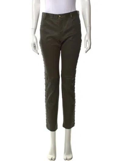 Pre-owned Pucci Lambskin Straight Leg Pants In Green