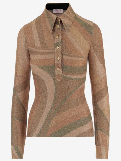 Pucci Buttoned Top In Brown