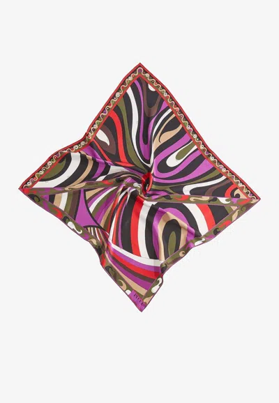 Pucci Large Iride And Marmo Print Silk Scarf In Multicolor