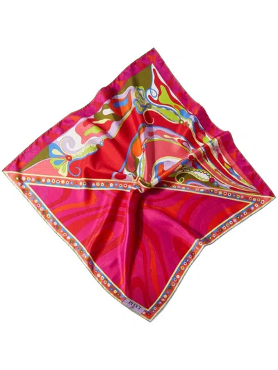 Pucci Large Marmo And Orchidee-print Silk Scarf In Pink