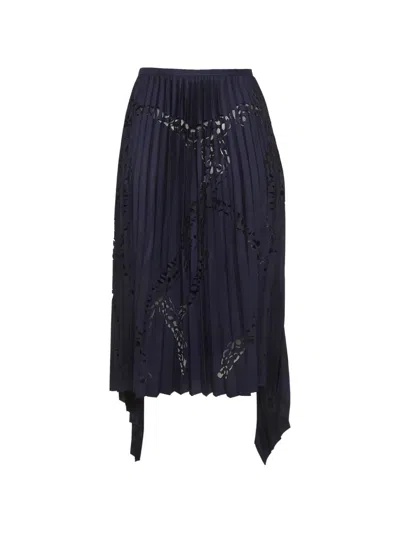 Pre-owned Pucci Laser-cut Plissé Midi Skirt In Blue