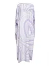 Pucci Lavender Iride Print Silk Twill Long Kaftan In Multi