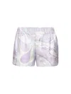 Pucci Elasticated-waistband Orchidee-print Shorts In Gray
